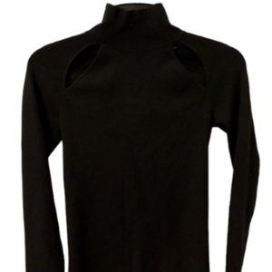 Alice + Olivia Black Turtle Neck w/ Collar Bone Cut-Outs